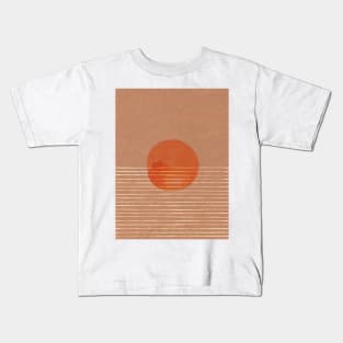 Boho orange sun in the sea Kids T-Shirt